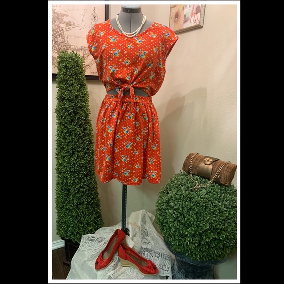Dresses & Skirts - Red and Floral One Piece Playsuit